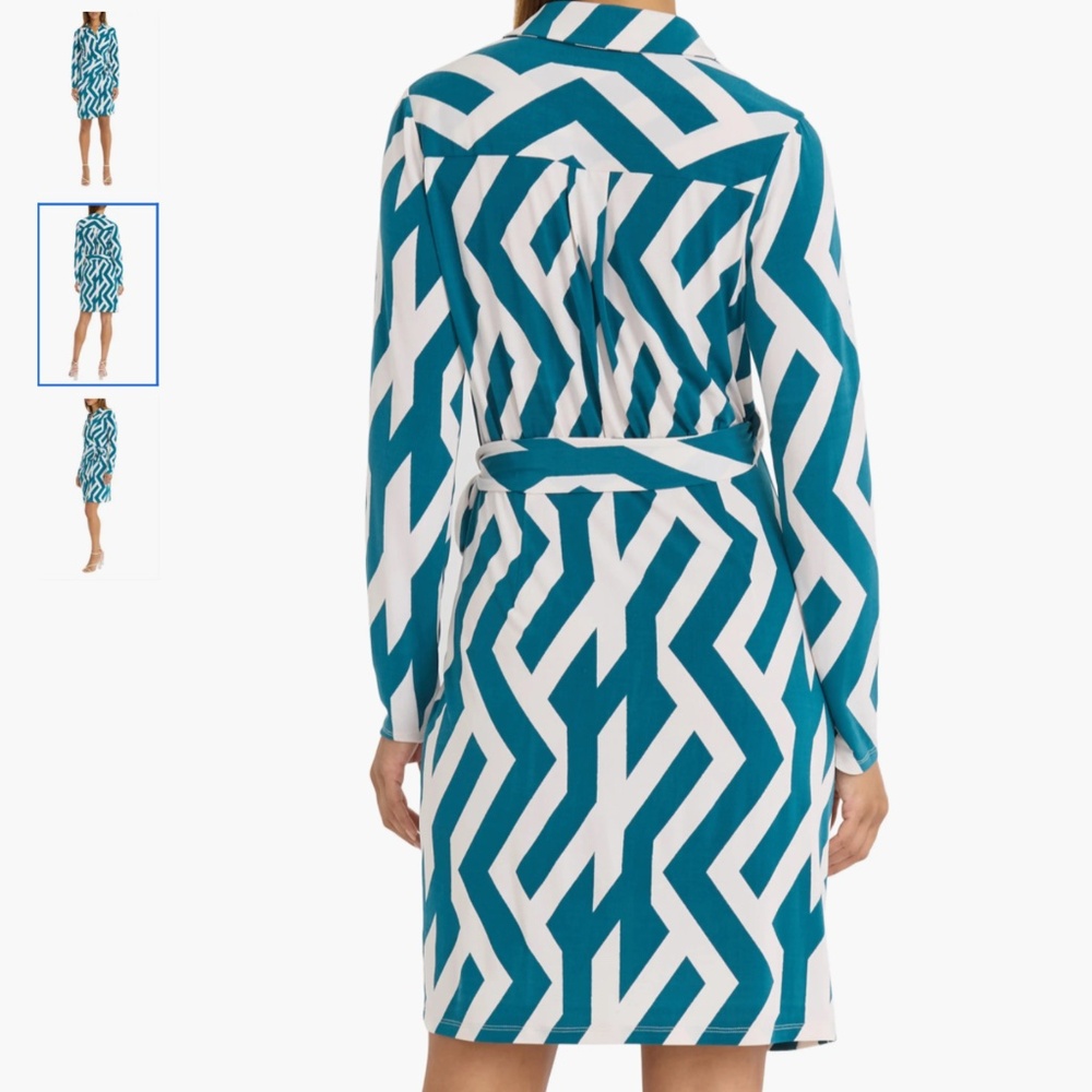 Donna Morgan Print Long Sleeve Wrap Shirtdress - Picture 2 of 16